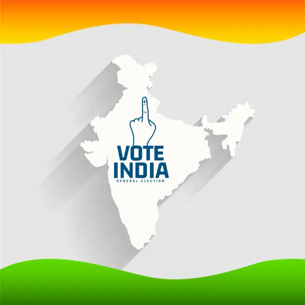 Vector illustration of vote for indian general election background with india map design
