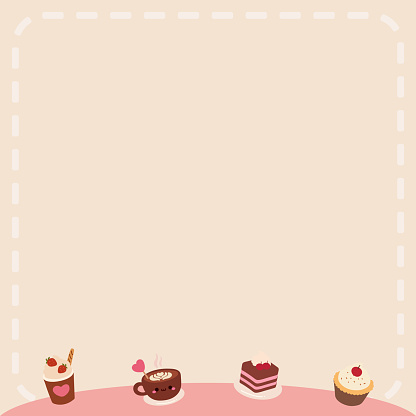 Cute Dessert Themed Paper Memo, Note Memo, and Sticky Note with Dessert Illustrations.Vector Illustration in Cake, Coffee, and Cupcake Cartoon Style.