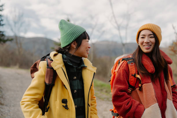 istock Japanese friends hiking together 1981969080