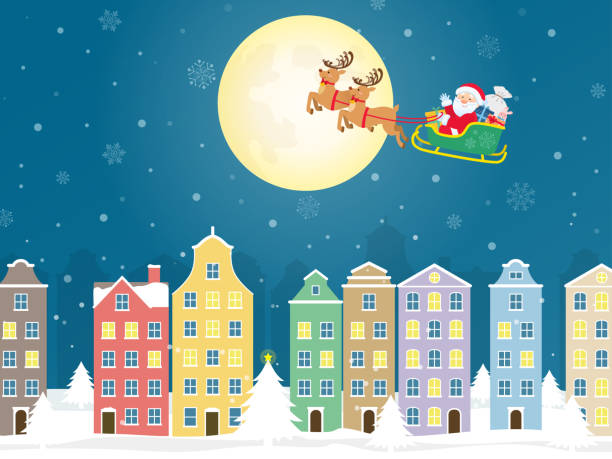 istock Christmas cityscape and Santa Claus 1982022490