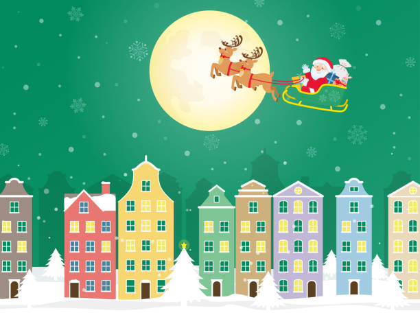 istock Christmas cityscape and Santa Claus 1982022517