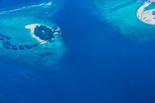 Aerial photo of tropical island, Maldives