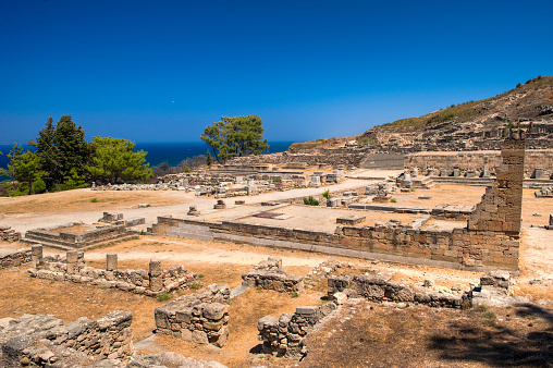 Remains and ruins of the sunken Hellenistic-Doric city of Kamiros on the Greek island of Rhodes, eastern Mediterranean