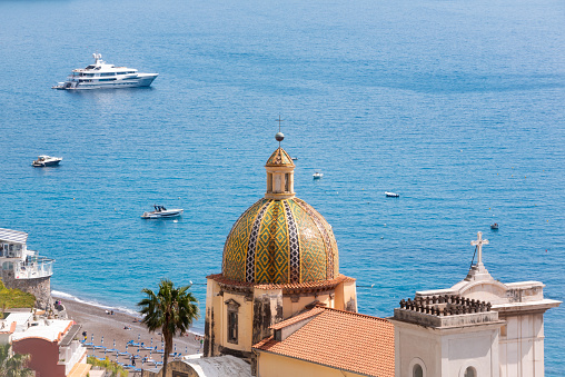Cathedral by the sea on Amalfi coast in Italy