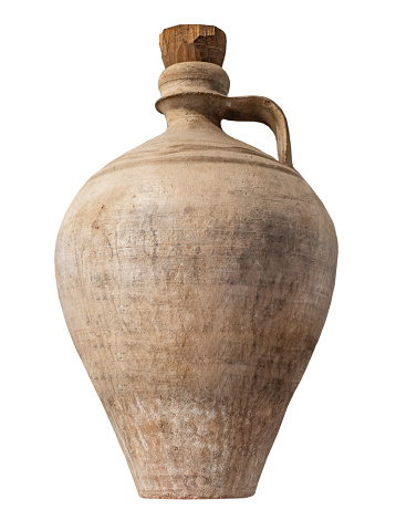 Ancient  clay  jug   on white isolated