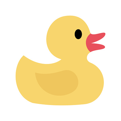 Yellow rubber duck icon. Rubber duck bath toy. Vector illustration.