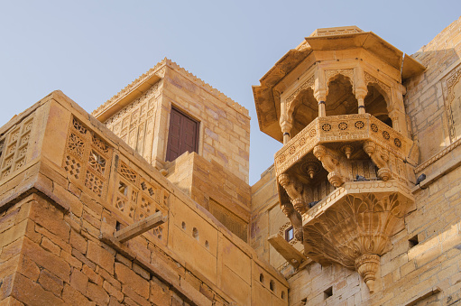 Jharoka or balcony at Jaisalmer Fort, Jaisalmer, Rajasthan, India.