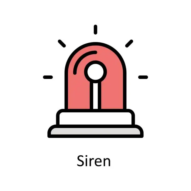 Vector illustration of Siren  vector Filled outline icon style illustration. EPS 10 File