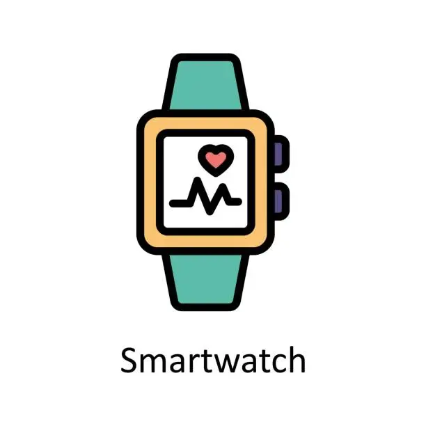 Vector illustration of Smart watch vector Filled outline icon style illustration. EPS 10 File