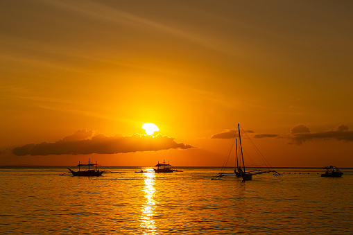 Photo of sunset leisure time on Boracay beach. Philippines