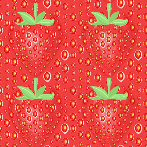 vector seamless strawberry texture. red pattern with berry and seeds. close-up of strawberry. - backgrounds berry close up dessert stock-grafiken, -clipart, -cartoons und -symbole