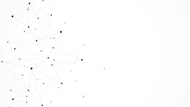 stockillustraties, clipart, cartoons en iconen met vector illustration of minimalistic design with connecting the dots and lines. abstract geometric background of science and technology concept - de puntjes verbinden