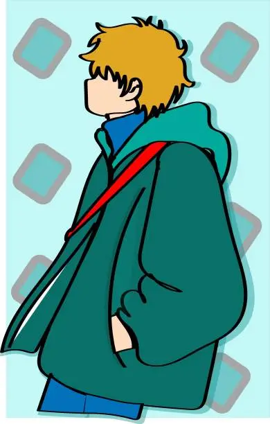 Vector illustration of cool young boy. Handsome Man Vector Avatar Artwork. Vector illustration with the image of a young cool boy side view