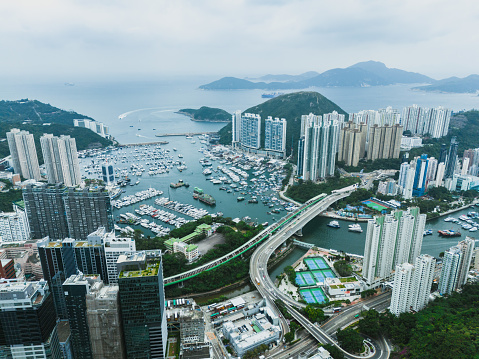 defaultAerial view Residential district in Aberdeen and Ap Lei Chau of Hong Kong