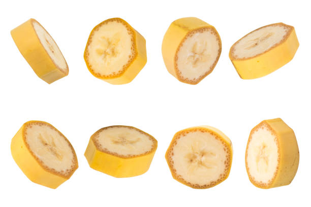 Banana isolated on a yellow background.