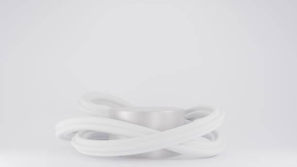 istock 3D Rendering White luxury background with abstract silver podium 1982333317