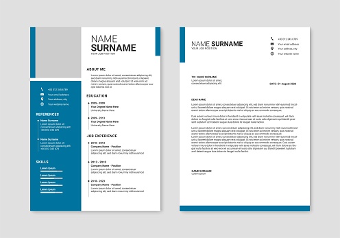 Resume template. Professional CV template. Resume and cover letter layout design. Vector illustration