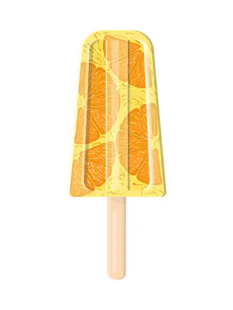 Vector illustration of Orange fruit popsicle isolated on white background.