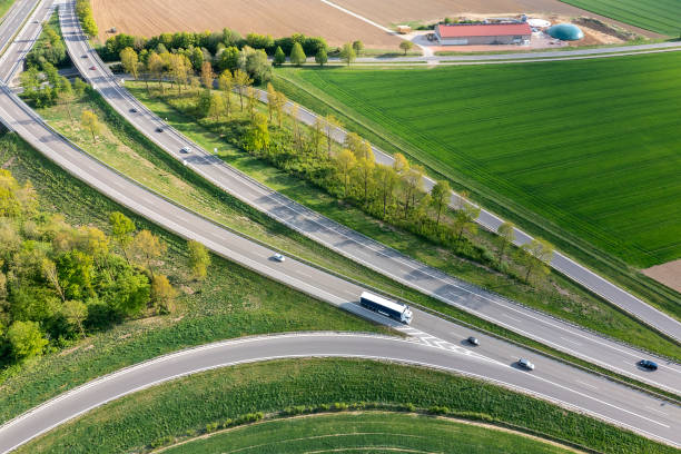 istock Aerial view of a highway intersection 1982403036