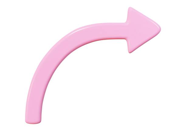 istock 3d pink arrow curved right icon. Infographic or business concept. Stock vector illustration on isolated background. 1982458065