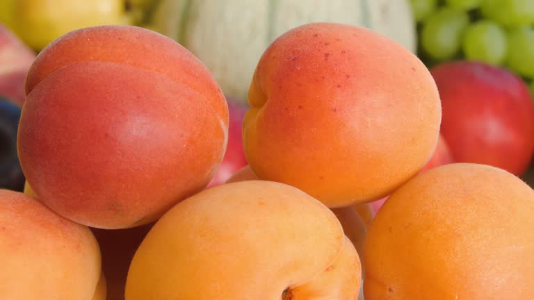 Closeup of ripe juicy apricots