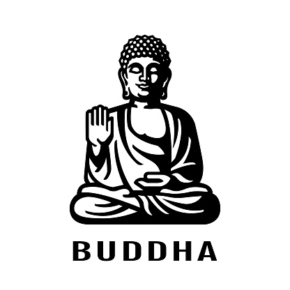 Buddha in the lotus position, logo. Vector illustration.