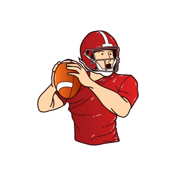 Vector illustration of illustration of a rugby player preparing to throw the ball