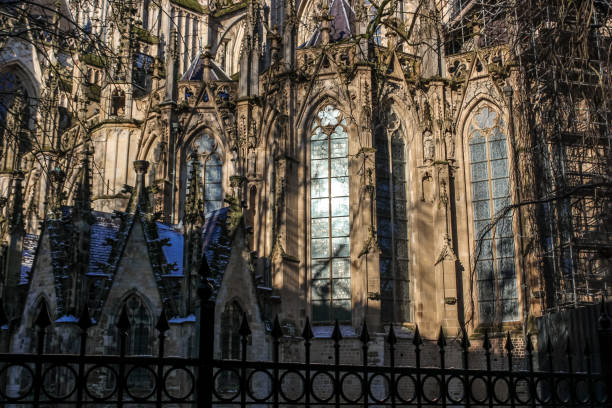 The outside of one of the Netherland's most impressive cathedral's, St John’s Basilica in Den Bosch (Sint-Janskathedraal in 's-Hertogenbosch) in the province of North Brabant. Taken during a rare snowy day in Holland.