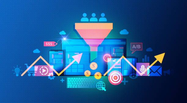 Conversion Rate Optimization and User Experience Optimization - CRO and UXO - Conceptual Illustration Conversion Rate Optimization and User Experience Optimization - CRO and UXO - Processes Aimed at Increasing the Percentage of Website Visitors Who Take a Desired Action - Conceptual Illustration return on investment stock illustrations