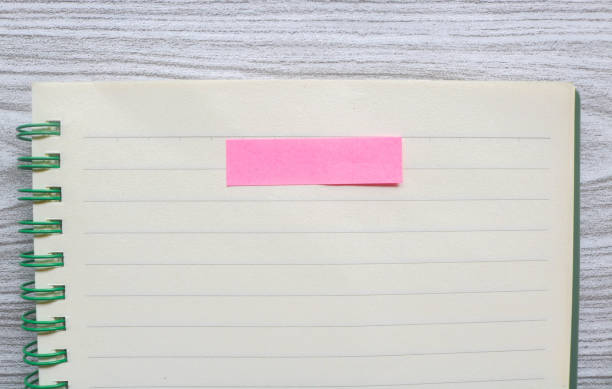 istock Colorful bookmarks with notebook. Blank space pink bookmark on a notebook. Colorful sticky note bookmarks are attached to the notebook 1982515340