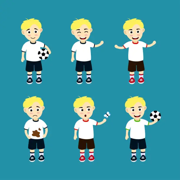 Vector illustration of Blonde child playing sports