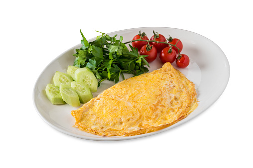 Healthy breakfast food, Stuffed egg omelette with vegetable