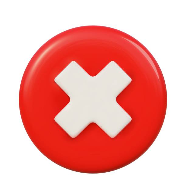istock 3d red icon cross with white mark. Stock vector illustration on isolated background. 1982543893