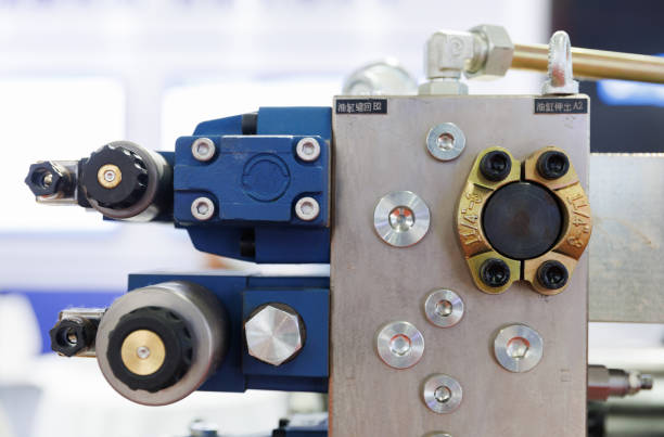 Machine oil cylinder close-up