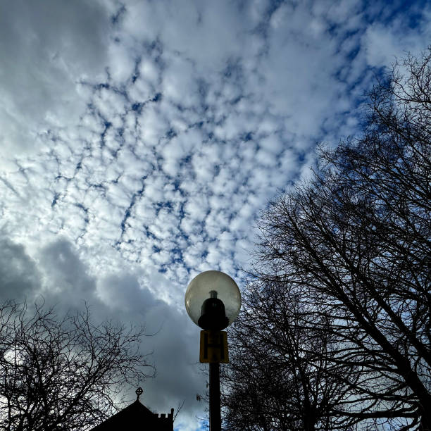 Dramatic sky with street light