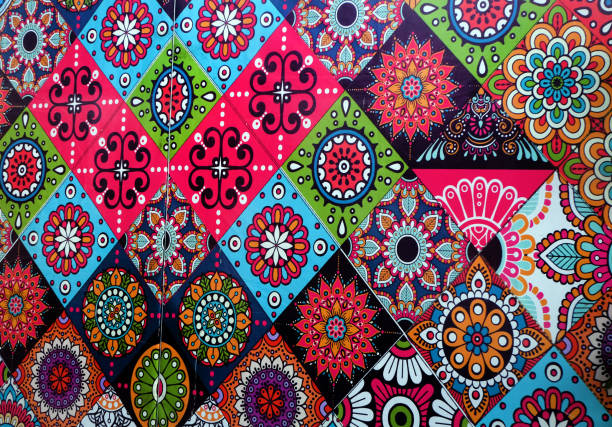 Gorgeous celebration background with striking array with color mandala for festival events,musical party multi color background photo.Floral background. Seamless abstract pattern.