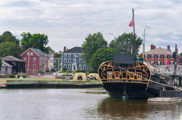 Salem, Massachusetts. August 23, 2019. the historic friendship of salem ship docked at the salem maritime national historic site in salem massachusetts.