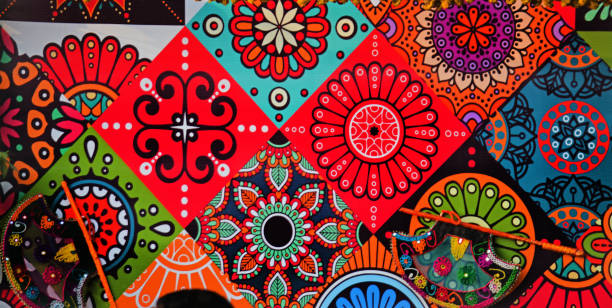 Gorgeous celebration background with striking array with color mandala for festival events,musical party multi color background photo.Floral background. Seamless abstract pattern.