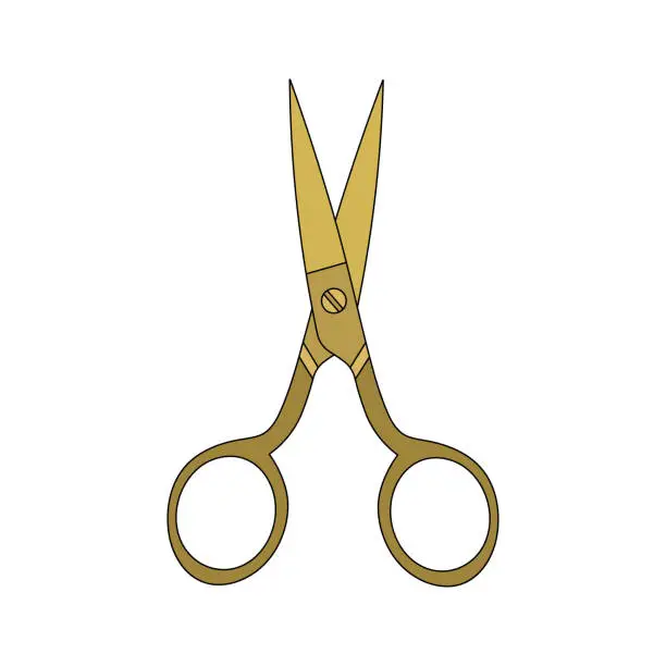 Vector illustration of Kids drawing Cartoon Vector illustration embroidery scissors Isolated in doodle style