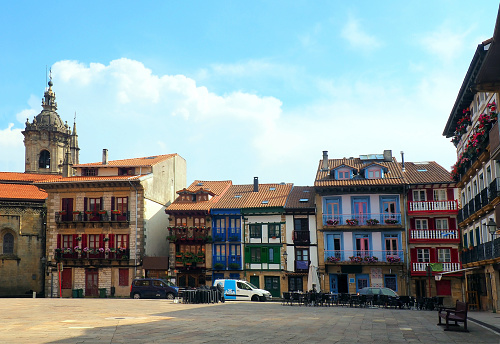 In Hondarribia, a fortified town in the Basque Country, the parade ground, dominated by the castle of Charles V, was used by the garrison for the exercise of arms and by the town for proclamations, receptions, corridas and other popular festivities