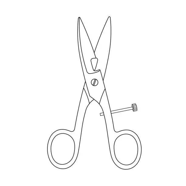 Vector illustration of Hand drawn Kids drawing Cartoon Vector illustration button hole scissors Isolated in doodle style