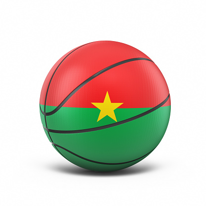 3d Render Burkina Faso Flag Basketball Ball, object + shadow clipping path