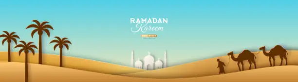 Vector illustration of Ramadan Kareem desert scenery