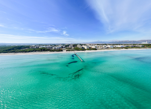 Aerial view of Port d'Alcudia Beach in Majorca, Balearic Islands - Spain