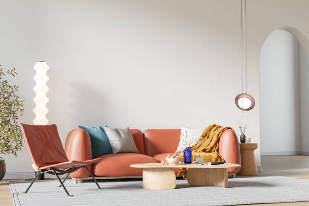 istock Wabi-Sabi Living Room Wallpaper Mockup 1982728558