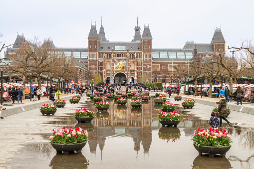 Amsterdam, Netherlands, April 16, 2023; Rijksmuseum - National state museum in the center of Amsterdam.