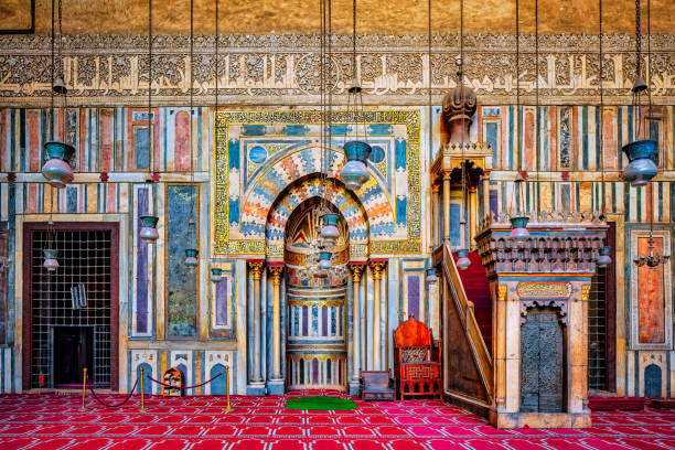 el mihrab de la gran mezquita de muhammad ali pasha o mezquita de alabastro - ciudadela de salah el-din - la ciudadela de el cairo - egipto - alquibla fotos fotografías e imágenes de stock