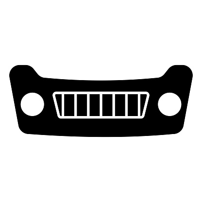 Car protection bumper icon bumper with radiator grille and headlights