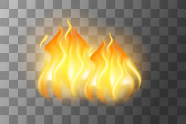Vector illustration of Fire flame light effect vector illustration isolated on transparent background