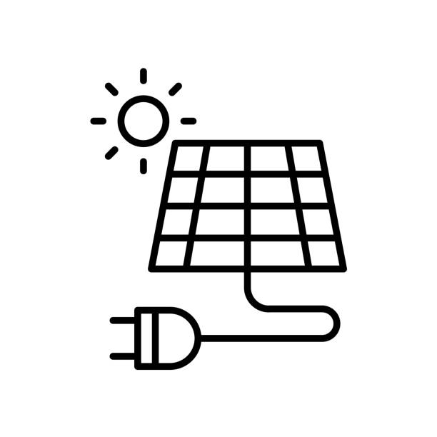 solar panel icon - solarpanel stock illustrations